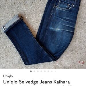Uniqlo Selvedge Jeans Kaihara Japanese Denim Dark Wash Slim Straight 33x32
